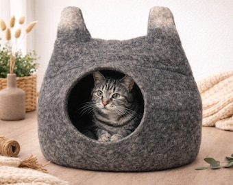 Premium Wool Cat Beds- Felt Cat House- Pet Furniture- Made Using 100% Pure Wool- Custom Cat Caves- Available In Different Sizes And Colors