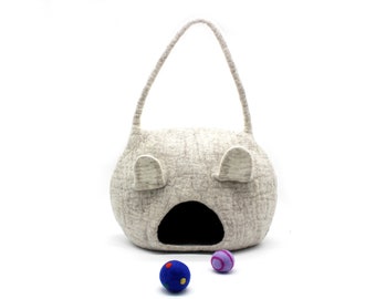 Wool Felt cat cave - Soft Kitty Bed - Handmade Pet Bed-  Gift For Your Cat