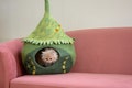 Handmade Green Felt Cat Cave - Wool Cat Cave - Pet House - Felt Kitty Bed - Kitty Basket - Pet Vessel product logo