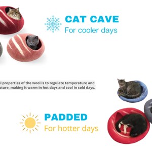 handmade wool cat caves, handmade cat cave, cozy cat bed, cat house