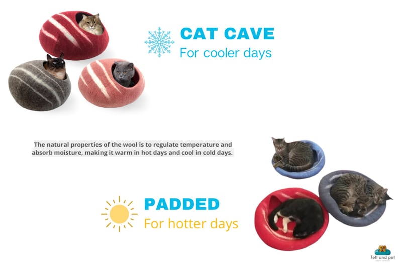 handmade wool cat caves, handmade cat cave, cozy cat bed, cat house