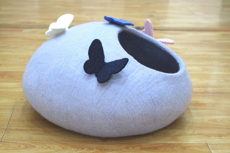 wool felted cat house
