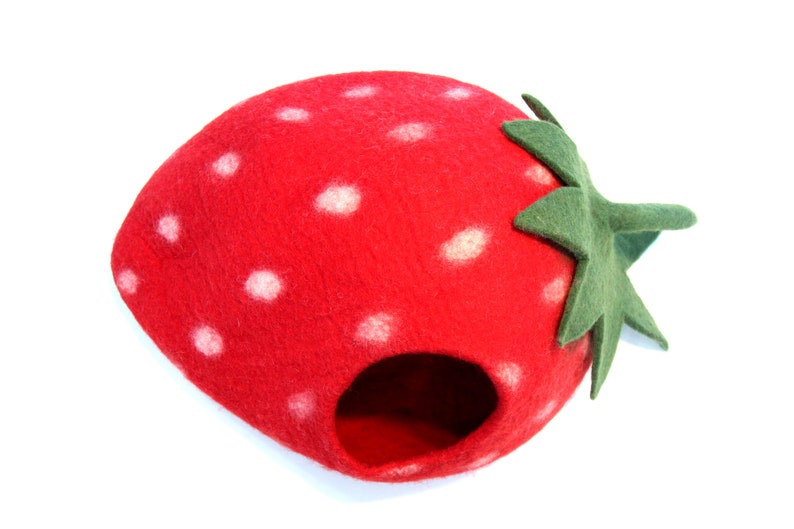 FeltnPet Cozy Cat CaveStrawberry Cat BedFelted Cat Etsy
