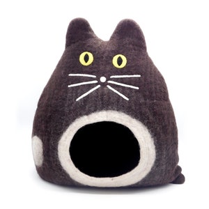 Giant Wool Felt Cat Cave - Pet Furniture - Large Cat Bed - Unique Design Cat Cave - Cat Nap Cocoon - Gift For Your Cat