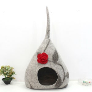 Warm and Cozy Pet Bed - Felted Cat House - Designer Cat Cave - Cat Bed - Wool Pet Furniture - Eco-friendly From Nepal