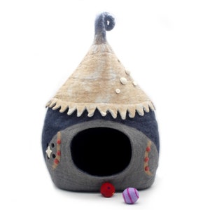 authentic design wool felt cat house, kitty bed, felt cat basket