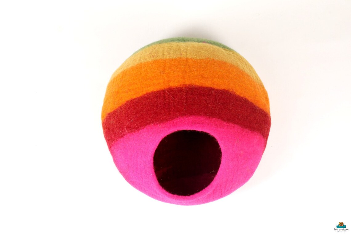 Rainbow Felted Cat House Wool Cat Bed Cozy Cat Cave Cat Etsy