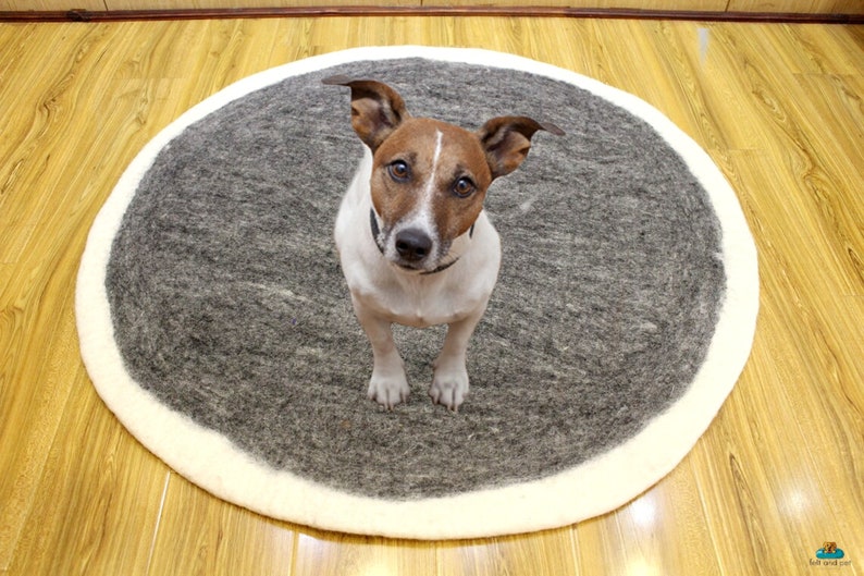 Wool Dog Sleeping Bed-Felt Dog Mat-Natural Cozy Wool Dog Mat-Felted Pet Bed-Handmade Pet mat-Felted Cat Lounger from Nepal-Ready to Ship.
