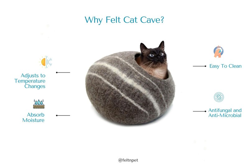 Gefilzte Katzenhöhle Filzhöhle Moderne Haustierbett 100% Wolle Geschenk für Tierliebhaber Bild 7