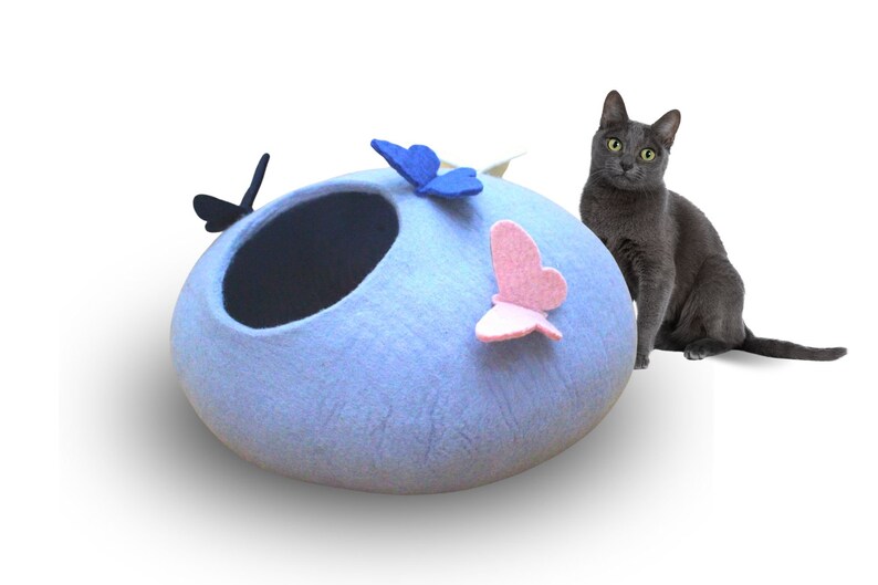 felt blue butterfly cat house