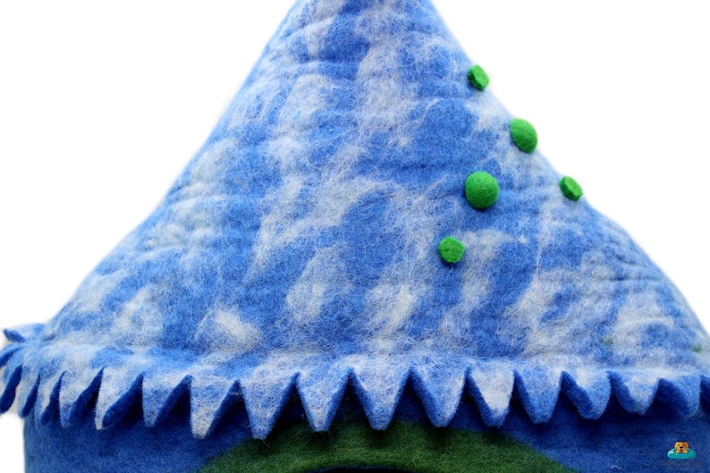 charming blue felt pet bed, felt cat cave, felt cave basket, handmade cat cave