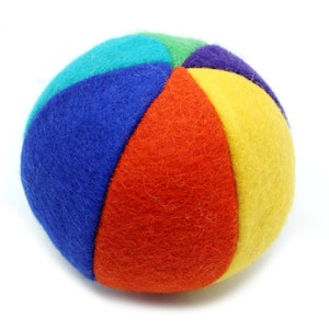 Set Of 5 - Spongy Cotton Rainbow Felt Ball - Interactive Pet Teaser - Handmade Felt Ball Stuffed Bell Inside - Gift For Your Beloved Pet