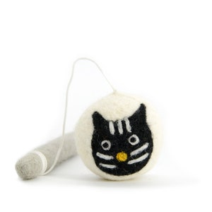 Set Of 2 - Felt Cat Wand Toy - Interactive Cat Toy - Felt Ball Hanging Toy - Felt pet Teaser - Wool Felt Balls
