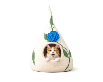 Felt Cat Cave | Handmade Wool Cat Cave| Cozy, Washable Indoor Pet House for Warmth & Privacy | Pet Bed