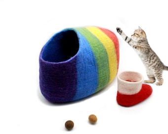 Felt Shoes Cat Cave - Cat House - Handfelted Cat Cave - Modern Cat Bedding - Shoes Design Cat Cave - Free Shipping