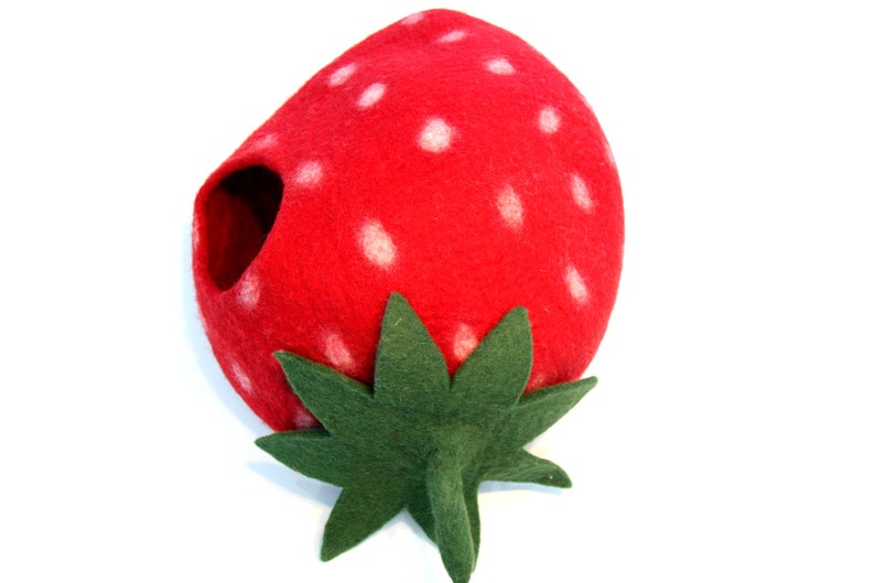 FeltnPet Cozy Cat CaveStrawberry Cat BedFelted Cat Etsy