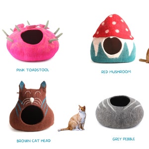 Felt Cat Cave - Handmade Wool Felt Cat Bed For your Feline Friend - Wool Pet House - Indoor Animal Cave