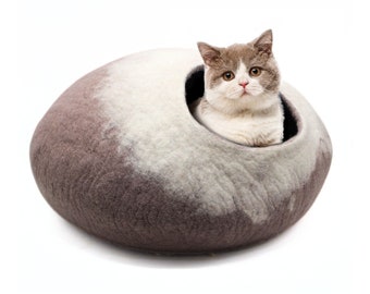 Ombre Wool Cat House- Felt Cat Cave- Handmade, Soft And Cozy Pet Bed - Eco Friendly Pet Furniture-Made using 100% Pure Wool