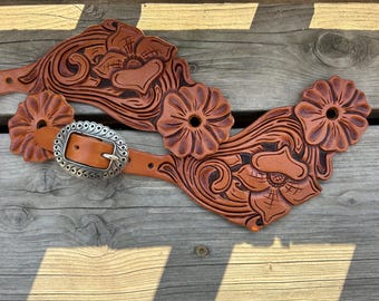 Floral Tooled Spur Straps - Etsy