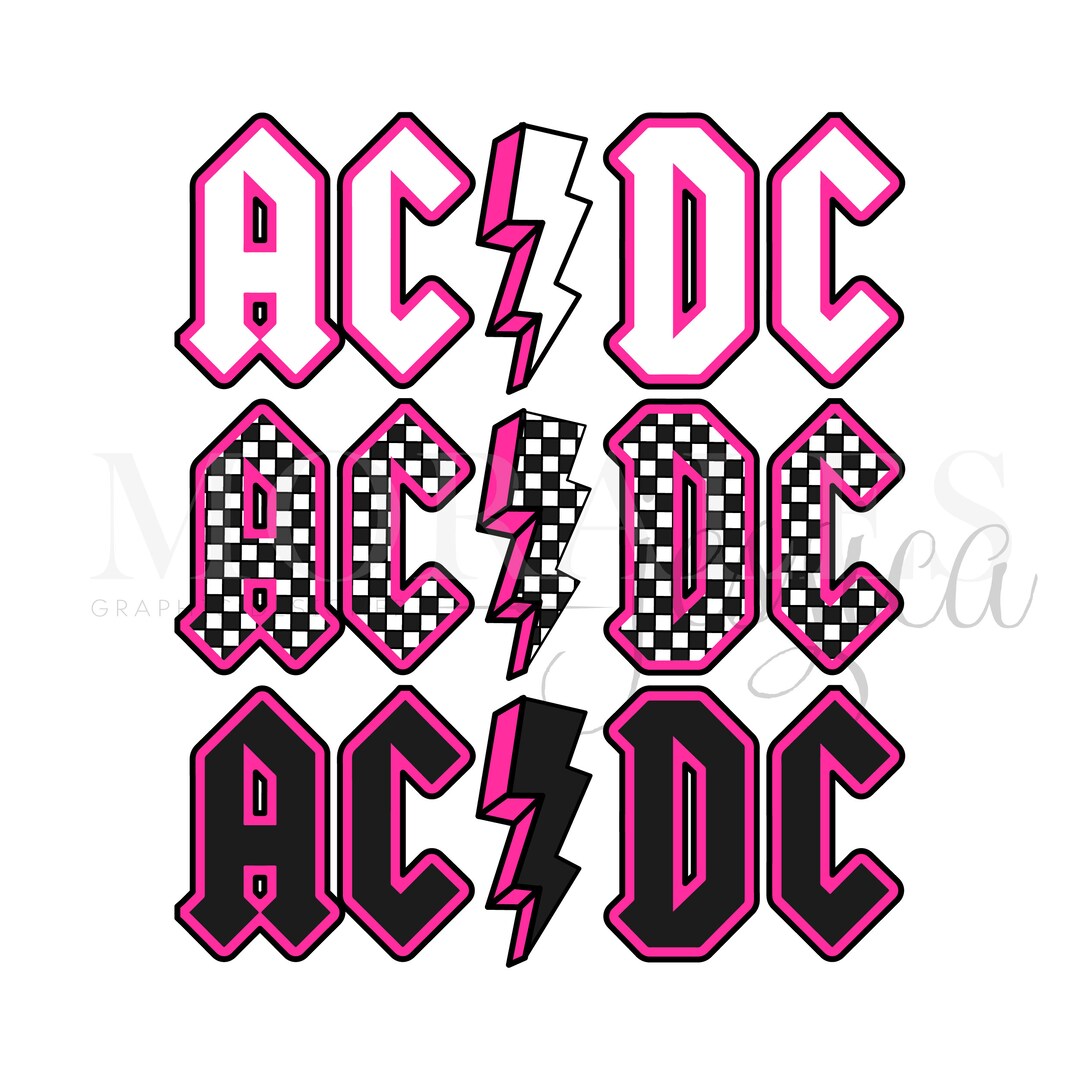 ACDC Neon Pink Checkered PNG - Etsy