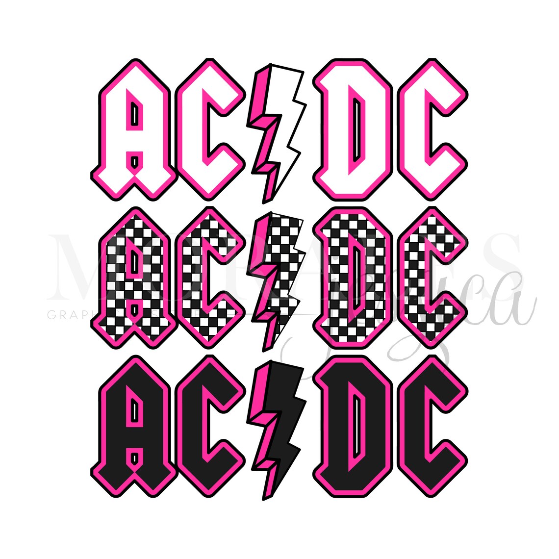 ACDC Neon Pink Checkered PNG - Etsy
