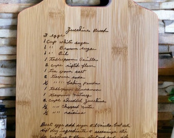 Create your own one-of-a-kind cutting board with a handwritten recipe.  Great Mother's Day Gift, Wedding Gift, Birthday Gift, Christmas Gift