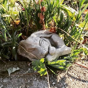 Small stone rabbit figure for the garden Weatherproof