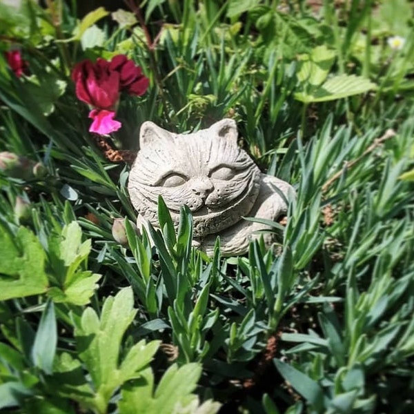 Grinsekatze Steinfigur für den Garten