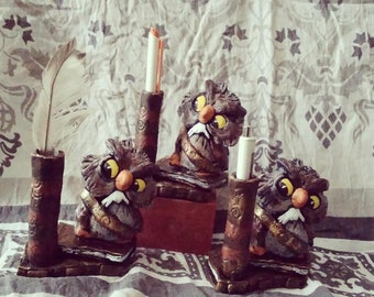Pen holder Archimedes owl figure office supplies decoration desk