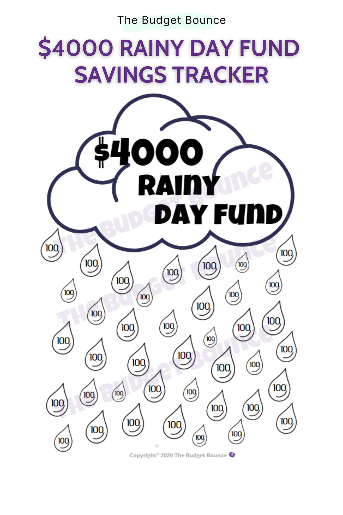4000 Rainy Day Fund Savings Tracker Etsy