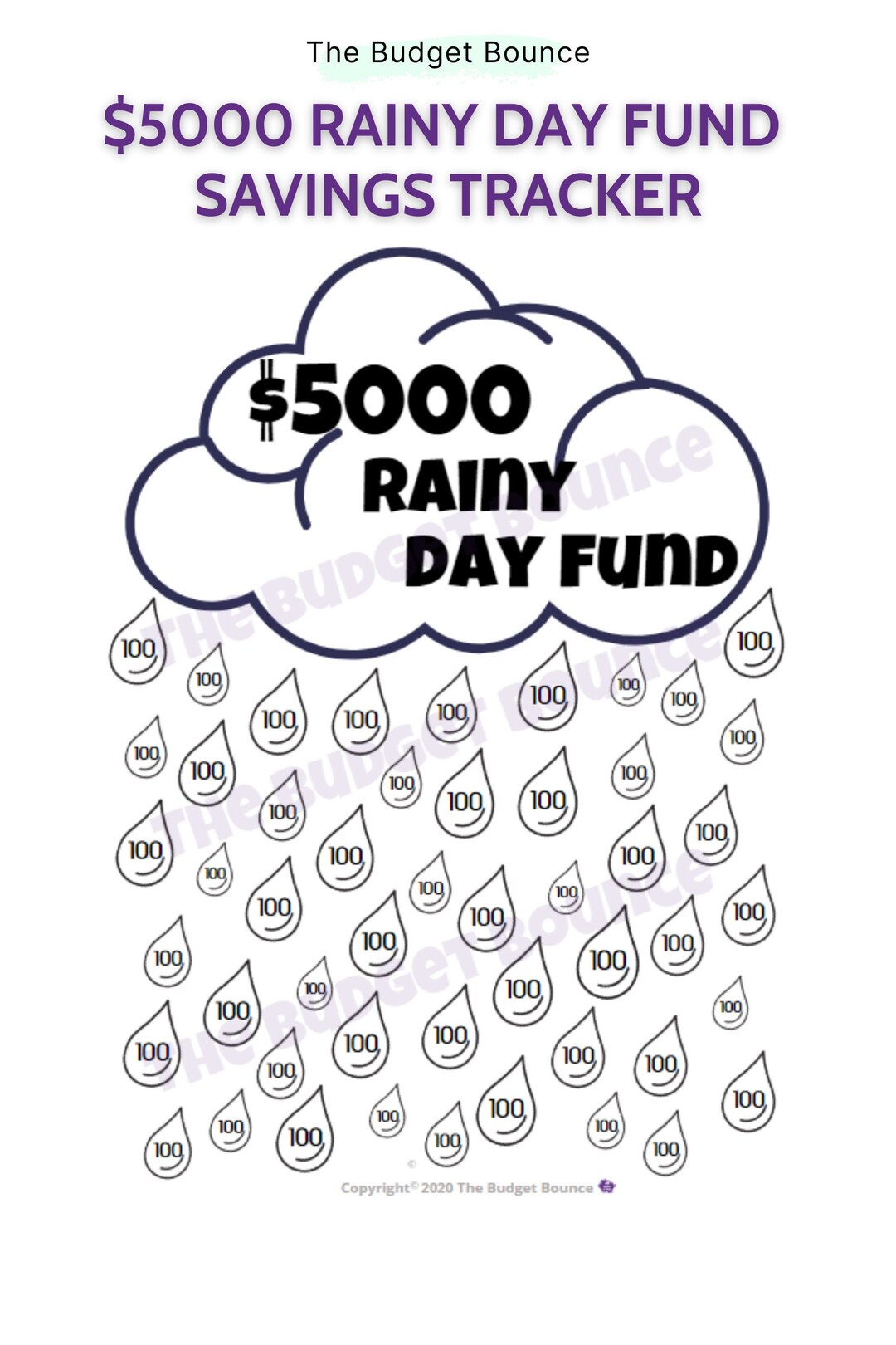 FTS スタジャン SAVE FOR RAINY DAY 5000 Rainy Day Fund Savings Tracker - Etsy