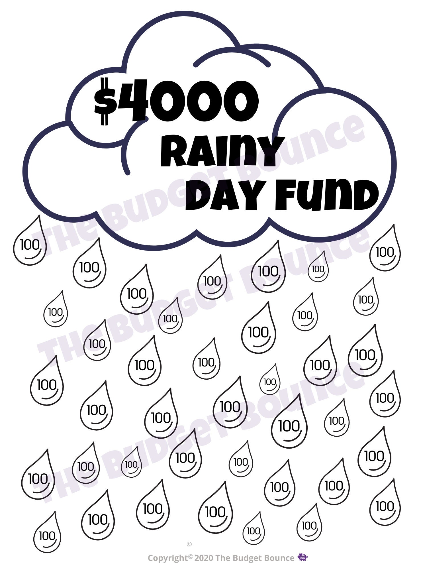 4000 Rainy Day Fund Savings Tracker Etsy