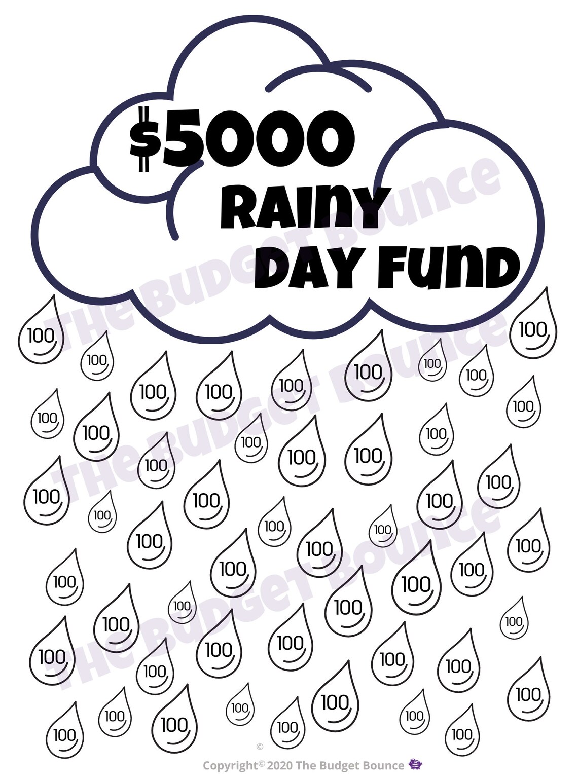 5000 Rainy Day Fund Savings Tracker Etsy