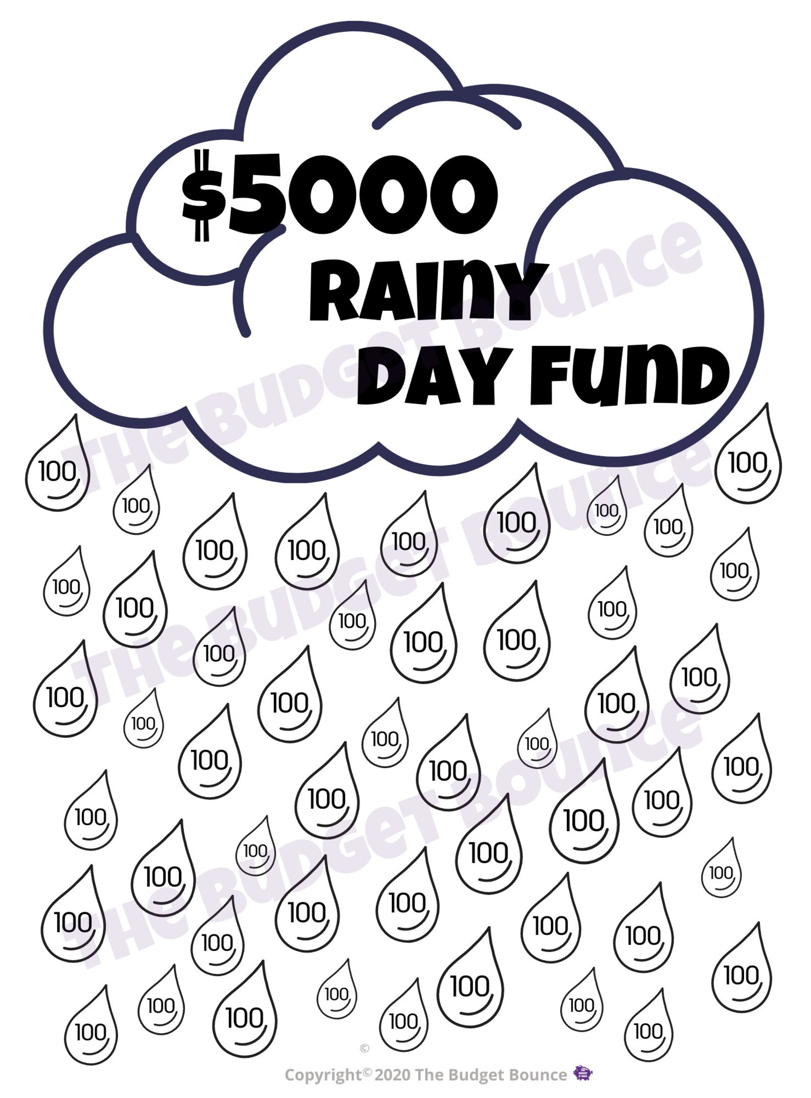 5000 Rainy Day Fund Savings Tracker Etsy