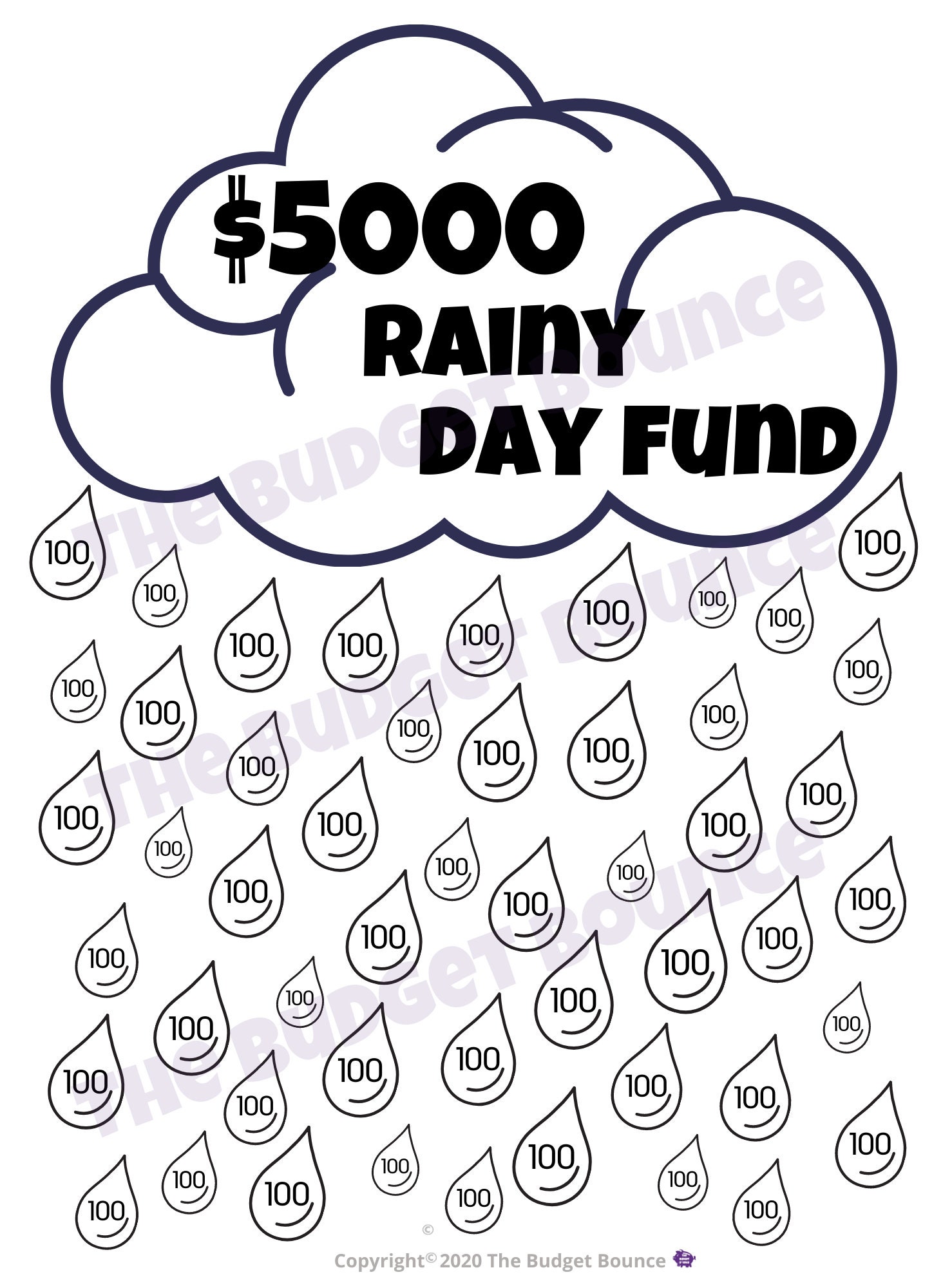 FTS スタジャン SAVE FOR RAINY DAY 5000 Rainy Day Fund Savings Tracker - Etsy