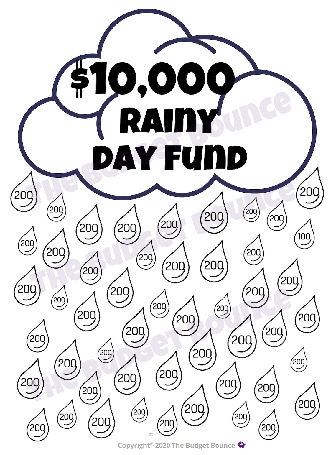 10000 Rainy Day Fund Savings Tracker Etsy