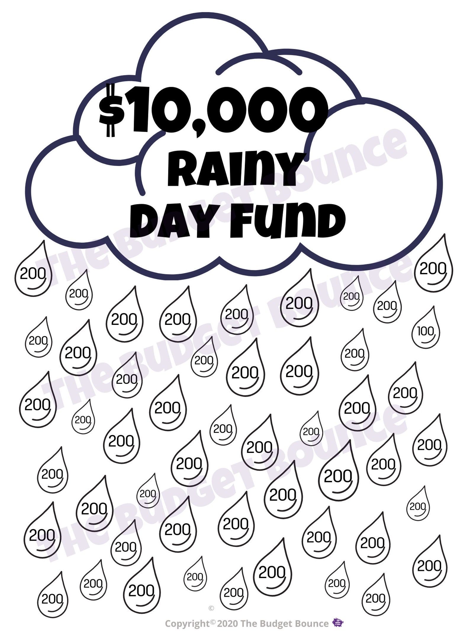 10000 Rainy Day Fund Savings Tracker Etsy