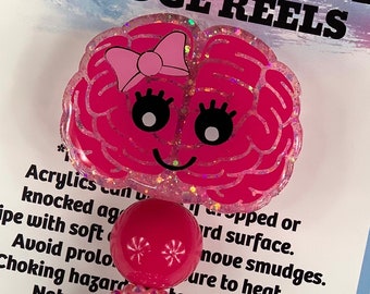 Brain Badge Reel - ID Holder - Permanent or Interchangeable - Option With or Without Beads - Nurse Gift - Teacher Gift