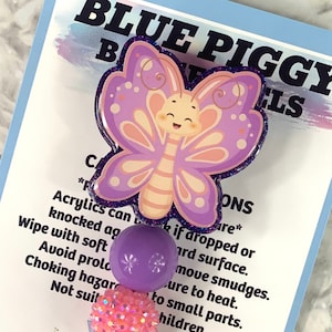 Butterfly Badge Reel - ID Holder - Permanent or Interchangeable - Option With or Without Beads - Nurse Gift - Teacher Gift