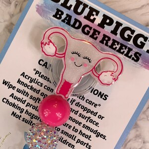 Portatarjetas UterusBadge - Portatarjetas de identificación - Permanente o intercambiable - Opción con o sin cuentas - Regalo para enfermeras - Regalo para profesores