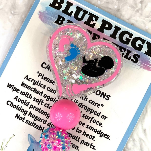 Ultrasound Badge Reel - ID Holder - Permanent or Interchangeable - Option With or Without Beads - Nurse Gift - Teacher Gift