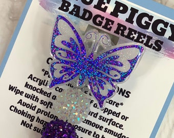 Butterfly Badge Reel - ID Holder - Permanent or Interchangeable - Option With or Without Beads - Nurse Gift - Teacher Gift