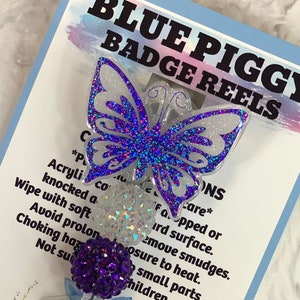 Butterfly Badge Reel - ID Holder - Permanent or Interchangeable - Option With or Without Beads - Nurse Gift - Teacher Gift