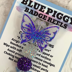 Butterfly Badge Reel - ID Holder - Permanent or Interchangeable - Option With or Without Beads - Nurse Gift - Teacher Gift