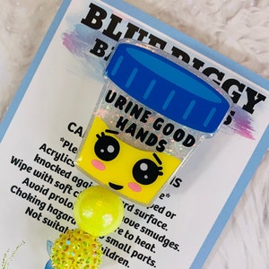 Urine Good Hands Badge Reel - ID Holder - Permanent or Interchangeable - Option With or Without Beads - Nurse Gift - Teacher Gift