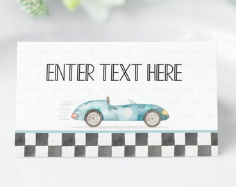 EDITABLE Two fast Food tags Racecar Party Buffet label Racing car Tent card Labels Place Cards Table Boy Printable Instant download FA01
