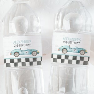 Editable TWO fast Water Bottle personalized, Racecar Water Bottle labels Racing car Vintage Template printable Instant Digital download FA01