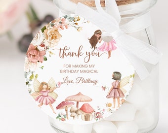 EDITABLE Fairy Favor tags Girl Fairies 1st Birthday Thank you Garden Floral Gift tag Wildflower Printable Template Instant Download FA101