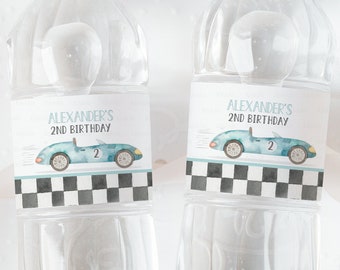 Editable TWO fast Water Bottle personalized, Racecar Water Bottle labels Racing car Vintage Template printable Instant Digital download FA01