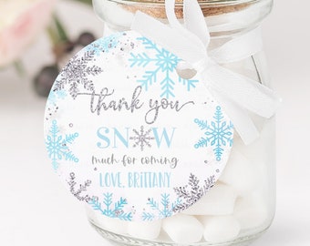 EDITABLE Winter Onederland Party Favors, Snowflake Favor Tags, Thank you tags Gift tags Printable Templates Instant download Winter17